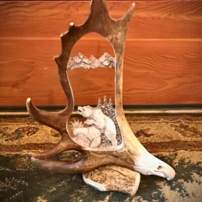 Caribou Shovel (Bear) #antler art #antler caring #handcrafted antler decor #antler decor