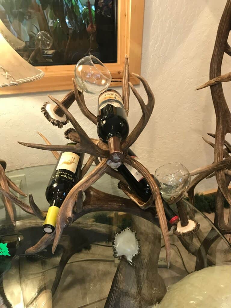 Antler Accessory Wine Rack and Wine Glasses