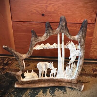 2+ Animal Quarter Moose Antler #antler carving #antler carvings #handcrafted antler decor #antler art #antler decor