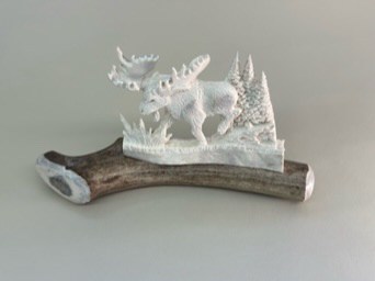 Small Moose Carving (Moose) #antler art #antler carving #antler carvings #antler decor #handcrafted antler decor
